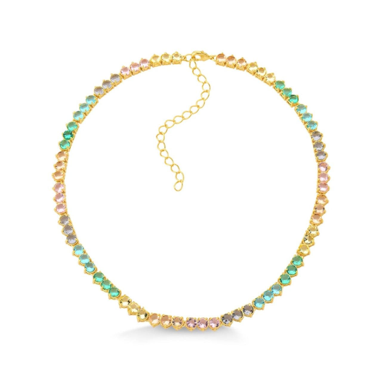 COLAR RIVIERA COLORIDA FOLHEADA A OURO 18K