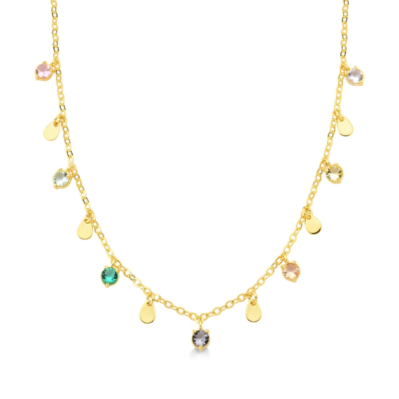 COLAR CHOKER COM ZIRCONIAS COLORIDAS FOLHEADO A OURO 18K