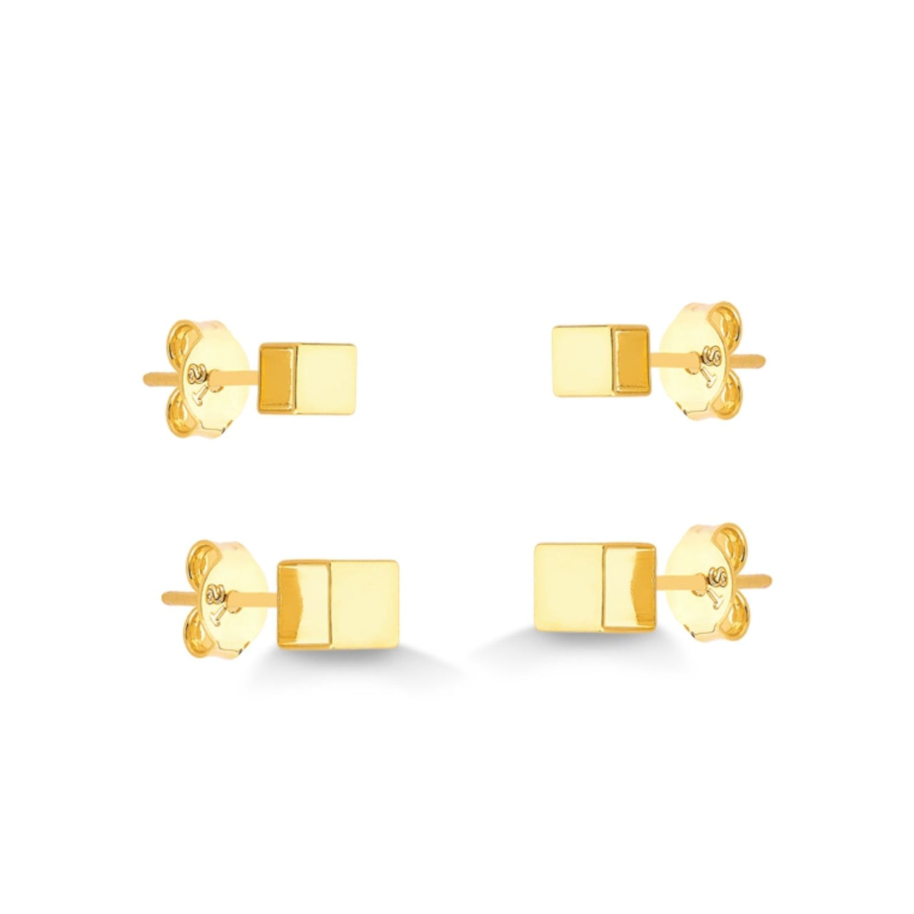 BRINCO DUPLA DE QUADRADINHOS FOLHEADO A OURO 18K