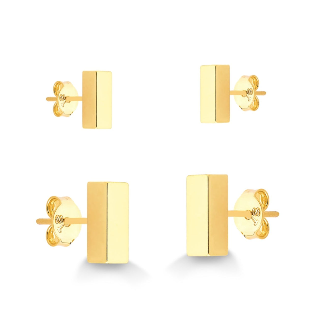 BRINCO DUPLA DE RETANGULOS FOLHEADO A OURO 18K