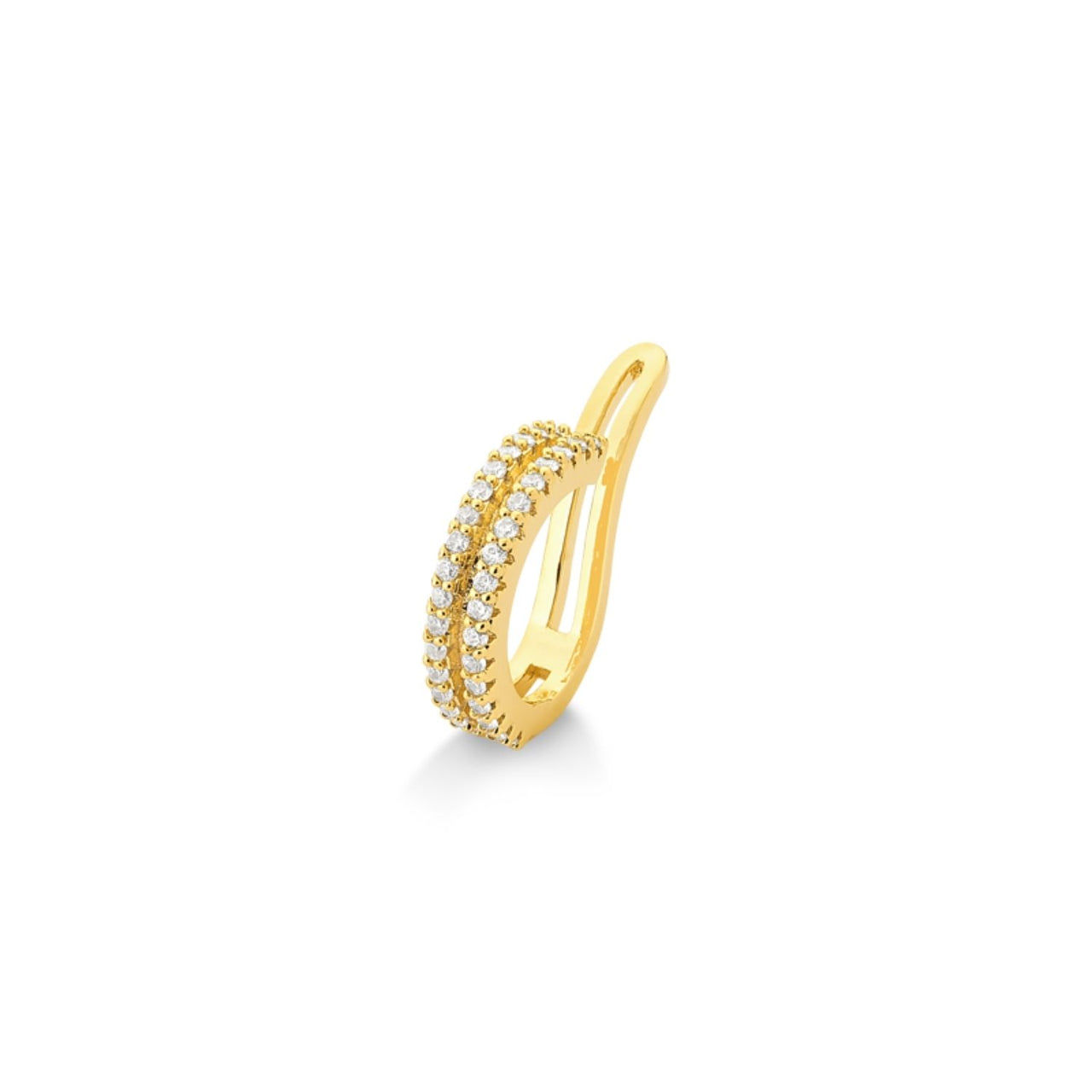 BRINCO PIERCING DE PRESSÃO COM DUAS FILEIRAS DE ZIRCONIA CRISTAL FOLHEADO A OURO 18K