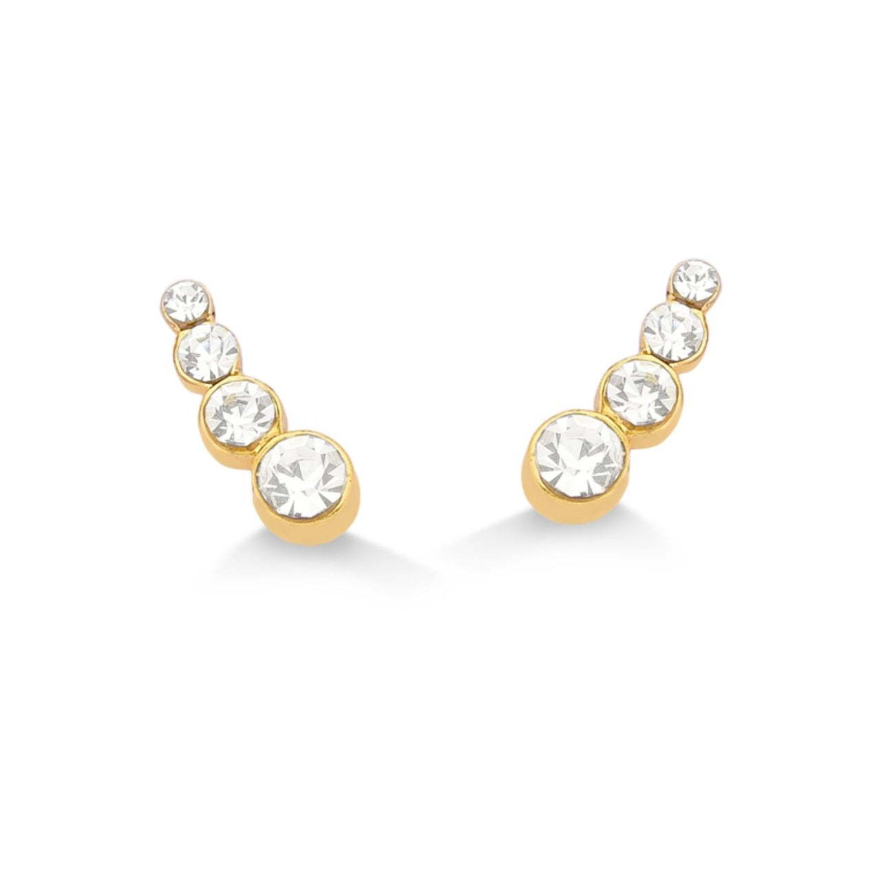 BRINCO MINI EAR CUF COM QUATRO STRASS FOLHEADO A OURO 18K