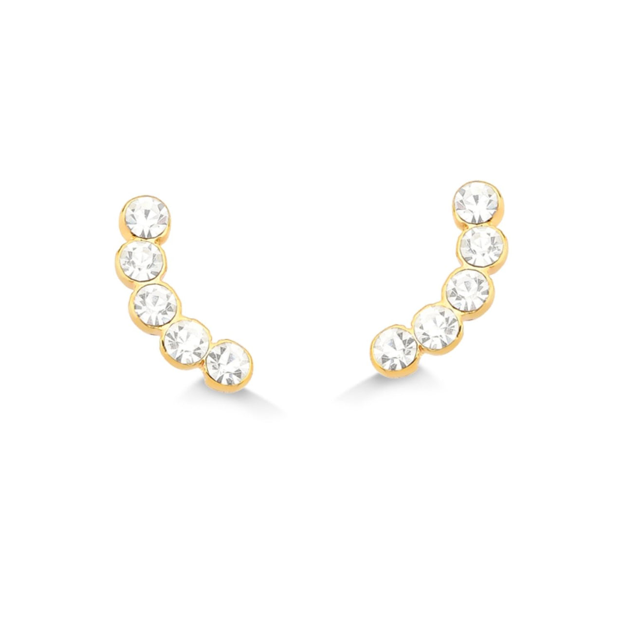 BRINCO MINI EAR CUF COM STRASS CRISTAIS FOLHEADO A OURO 18K
