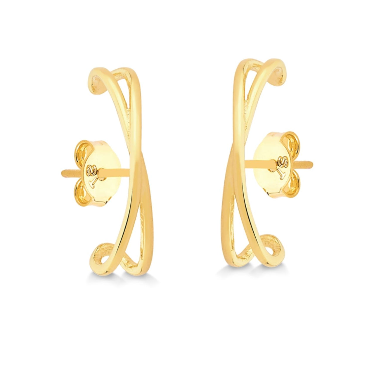 BRINCO EAR HOOK EM XIS FOLHEADO A OURO 18K