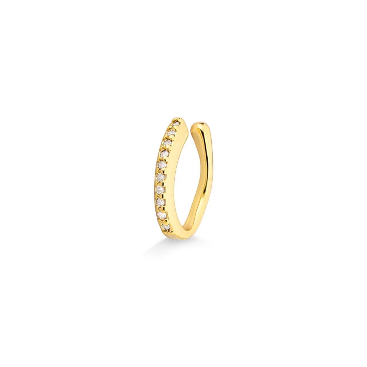 PIERCING DE ORELHA CRAVEJADO DE ZIRCONIAS  FOLHEADO A OURO 18K