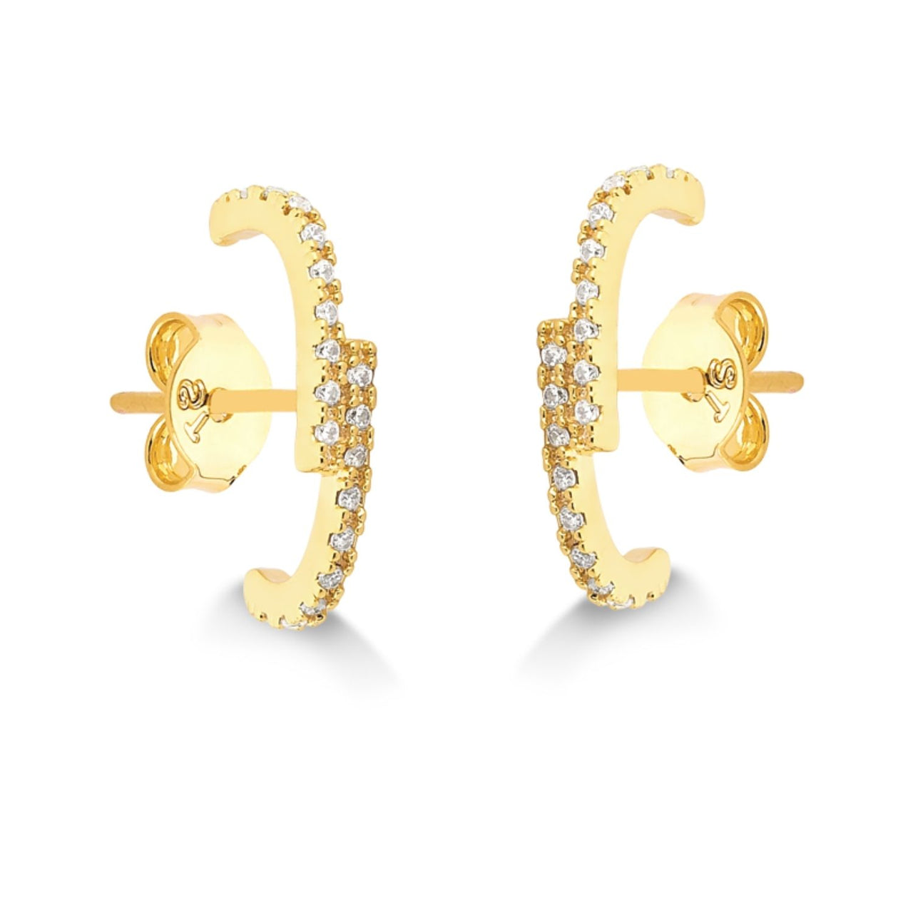 MIX DE BRINCO E PIERCING DE ARGOLINHA COM ZIRCONIA E CORRENTE FOLHEADO A OURO 18K