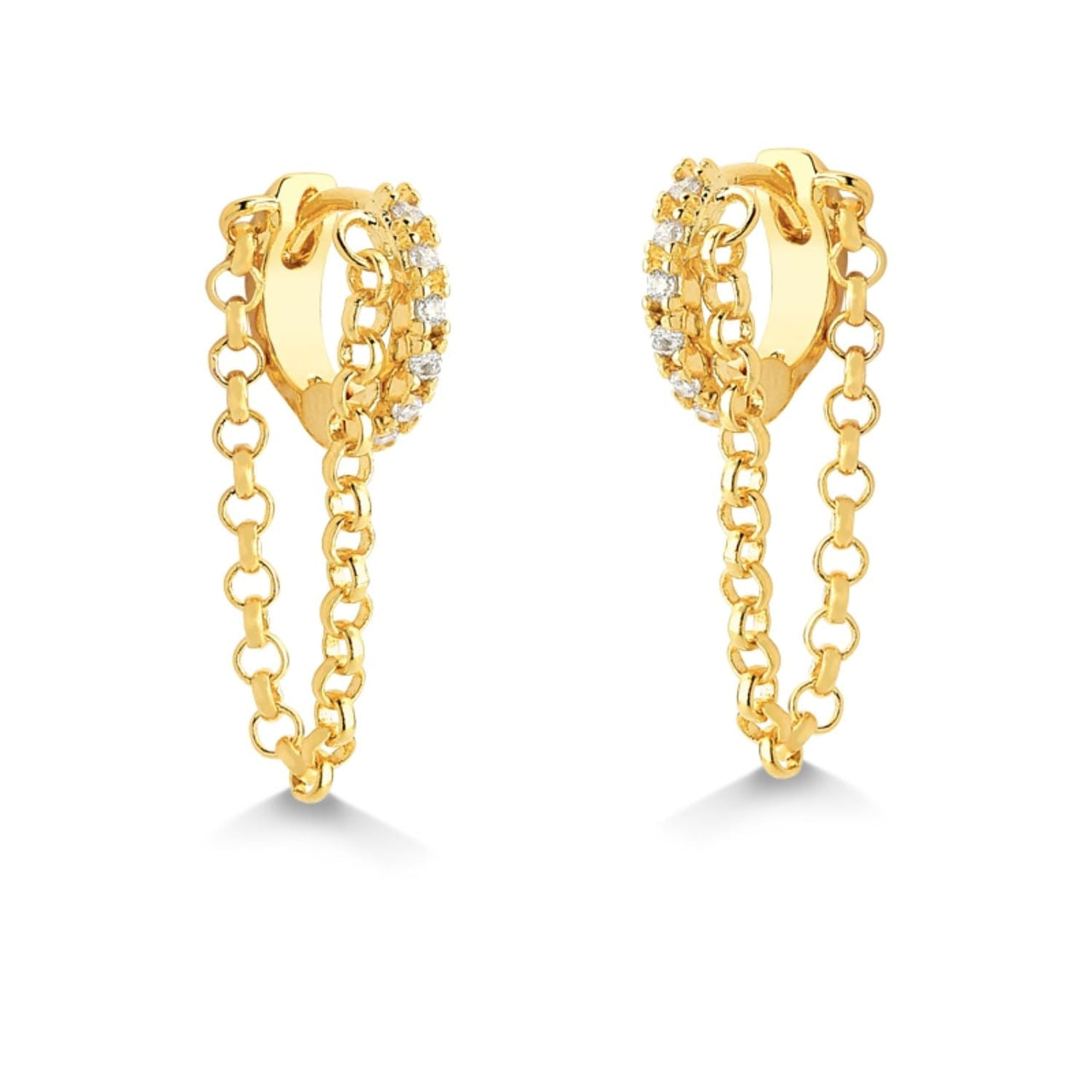 BRINCO DE ARGOLINHA COM ZIRCONIA E CORRENTE FOLHEADO A OURO 18K