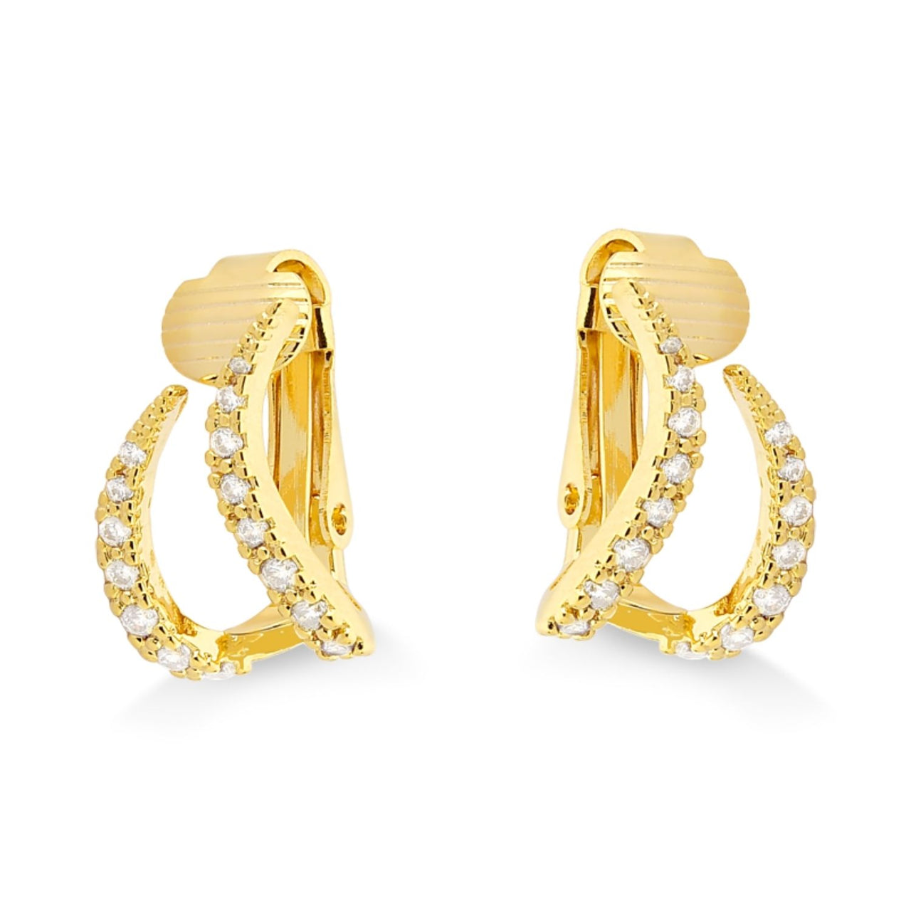 MIX DE BRINCO E PIERCING DE PRESSÃO EM FORMATO DE ASPAS  FOLHEADO A OURO 18K