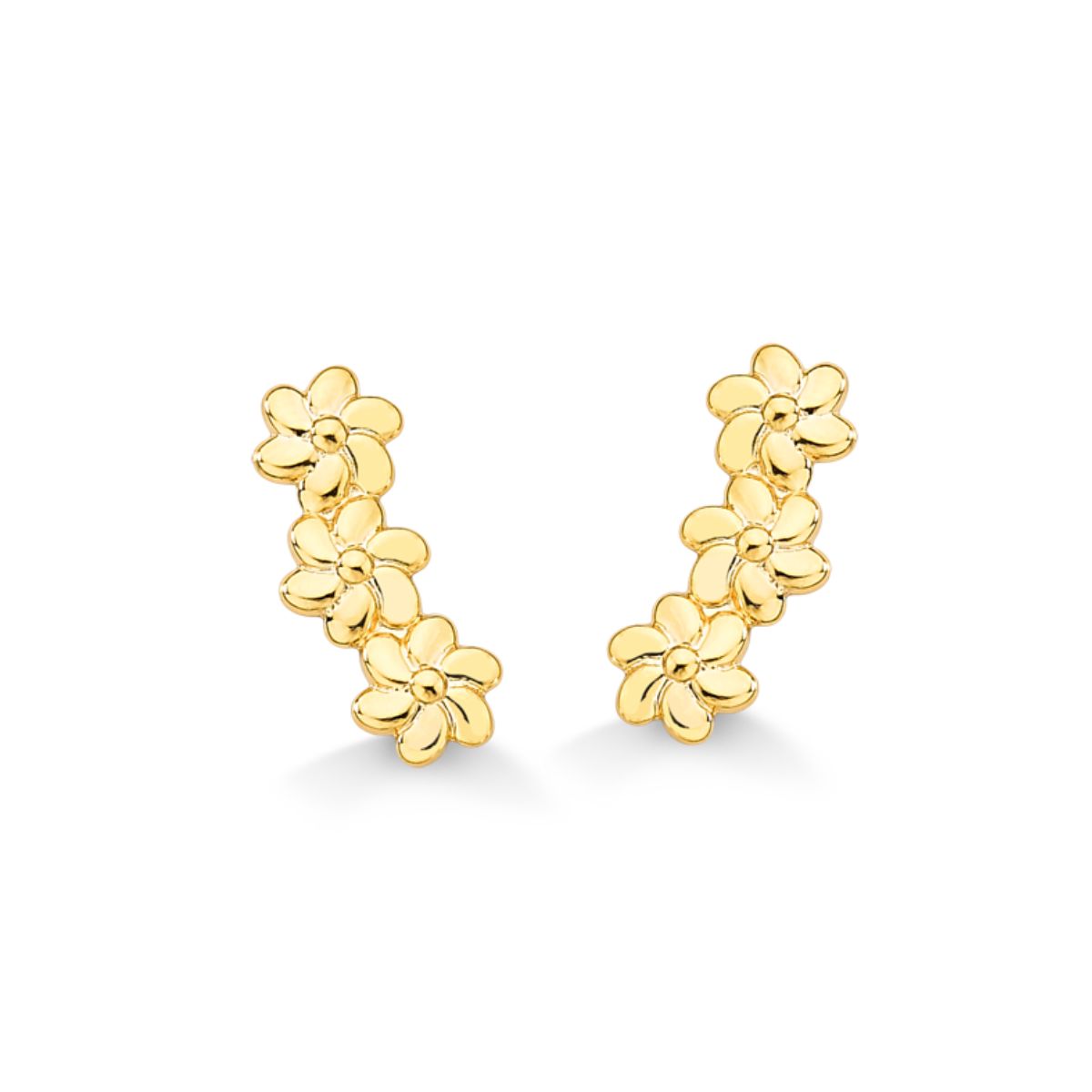BRINCO MINI FLORES FOLHEADO A OURO 18K