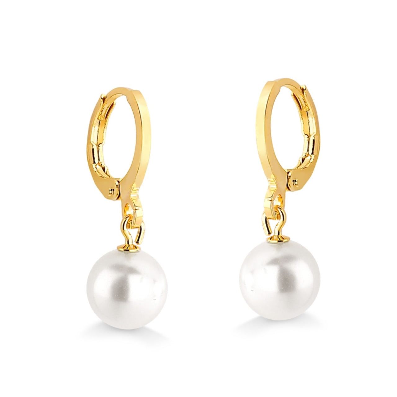 BRINCO DE ARGOLA COM PEROLA MEDIA FOLHEADO A OURO 18K