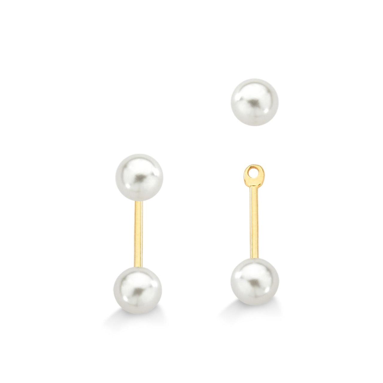 BRINCO EAR JACKET DE PEROLA PEQUENO FOLHEADO A OURO 18K