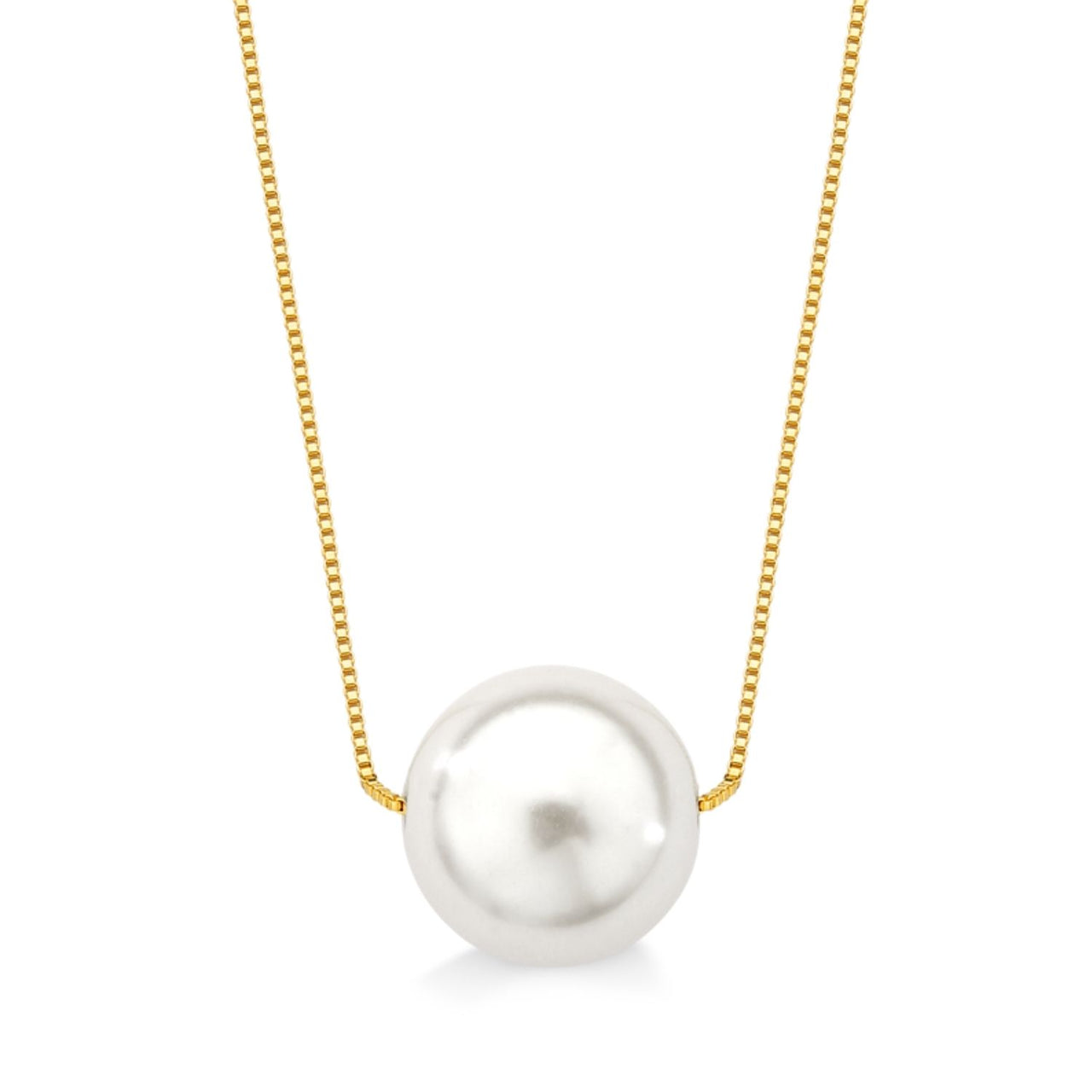 COLAR COM UMA PEROLA GRANDE FOLHEADO A OURO 18K