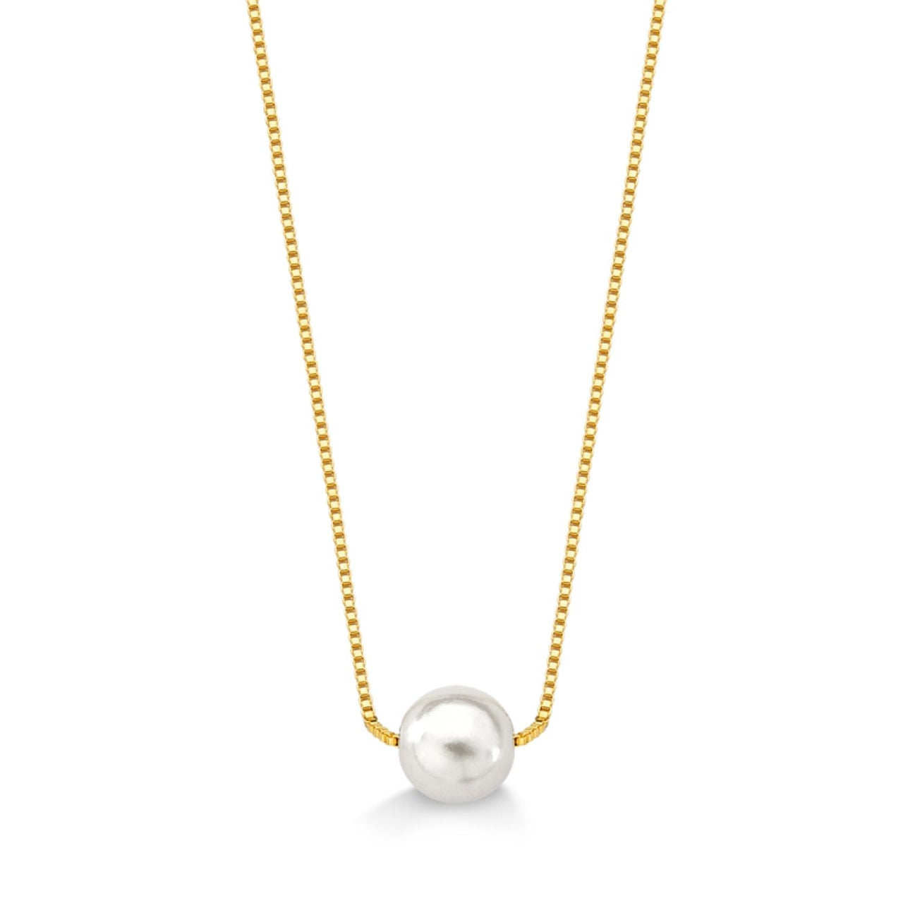 COLAR COM UMA PEROLA PEQUENA FOLHEADO A OURO 18K