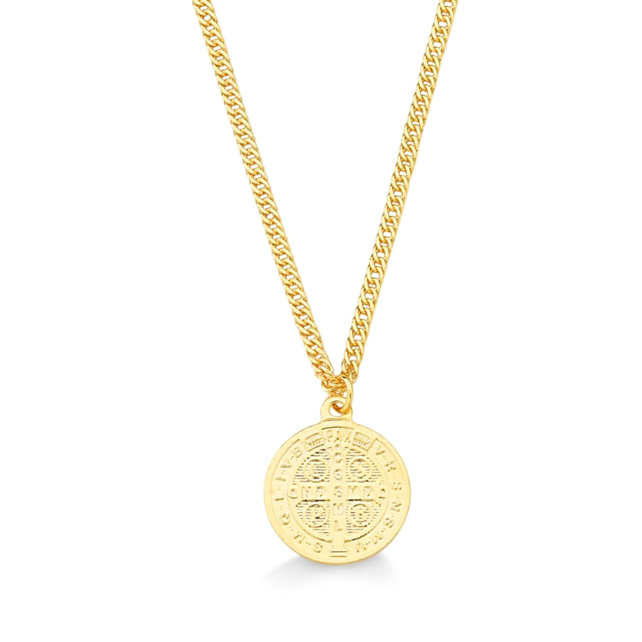 COLAR PINGENTE SÃO BENTO FIXO FOLHEADO A OURO 18K