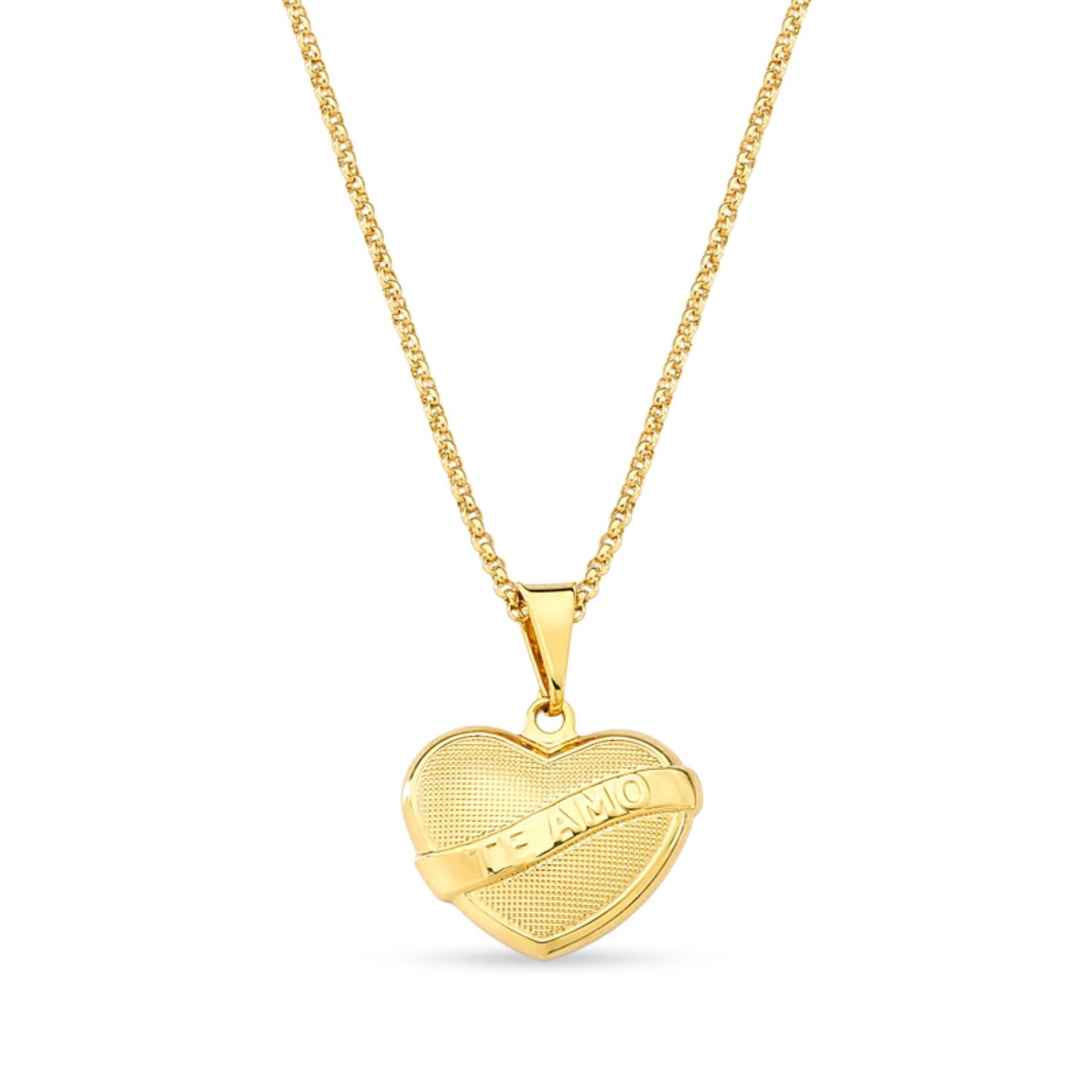 COLAR CORAÇÃO EU TE AMO FOLHEADO A OURO 18K