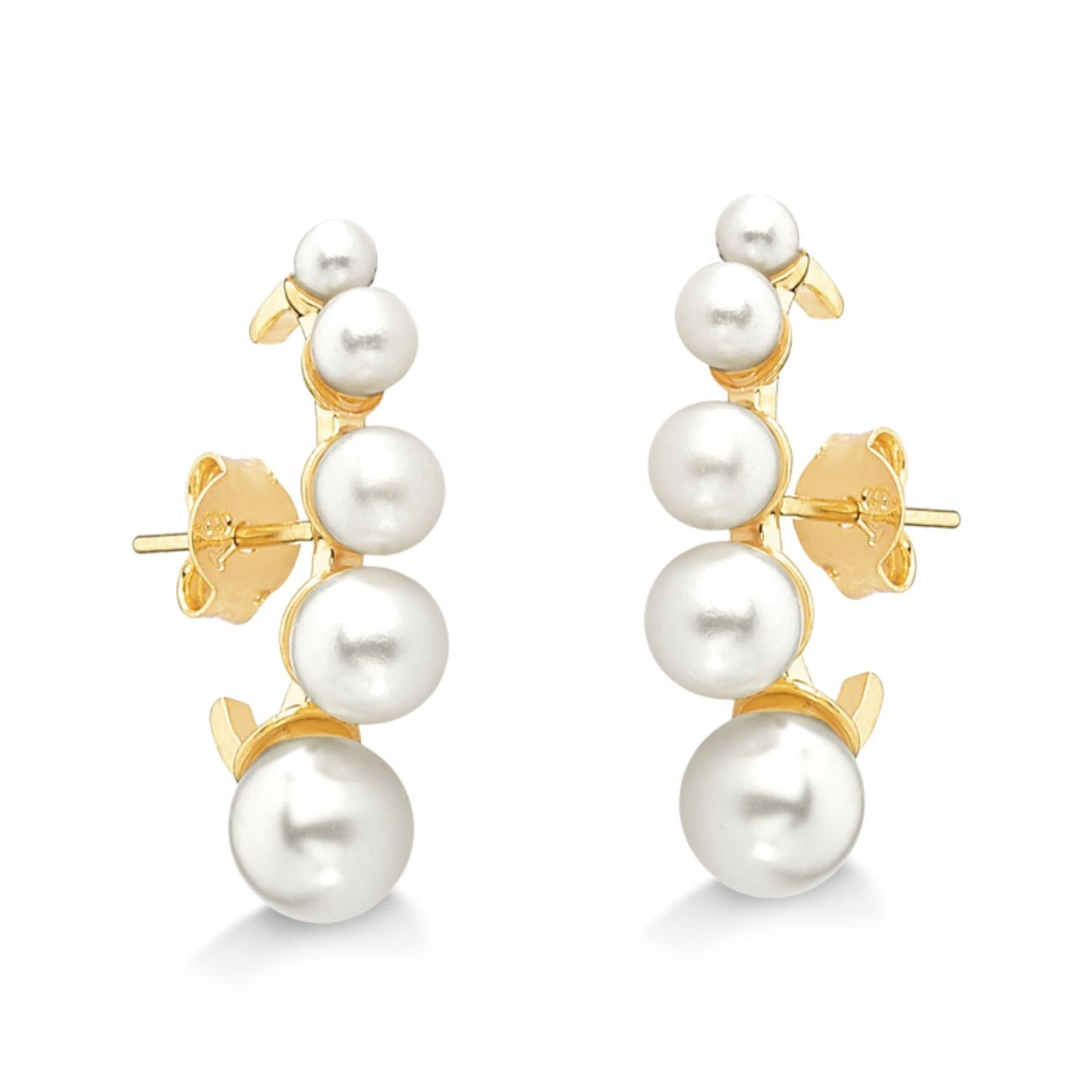 BRINCO EAR HOOK DE PEROLAS FOLHEADO A OURO 18K