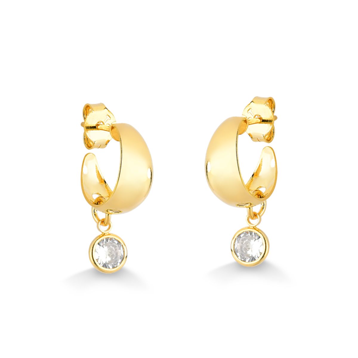 BRINCO DE ARGOLA COM PINGENTE DE ZIRCONIA FOLHEADO A OURO 18K
