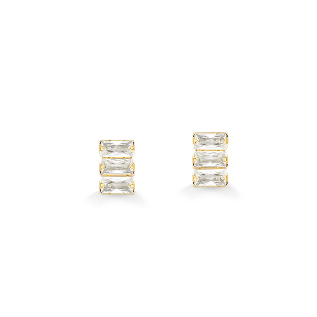 BRINCO TRES PEDRAS DE ZIRCONIA FOLHEADO A OURO 18K