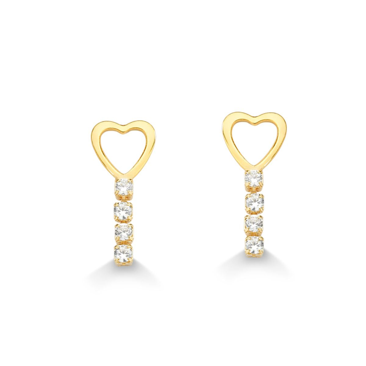 BRINCO DE CORAÇÃO VAZADO COM ZIRCONIA FOLHEADO A OURO 18K