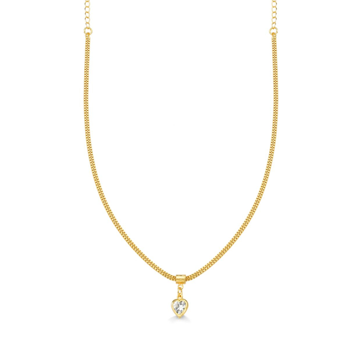 COLAR COM PINGENTE FIXO DE CORAÇÃO EM ZIRCONIA FOLHEADO A OURO 18K