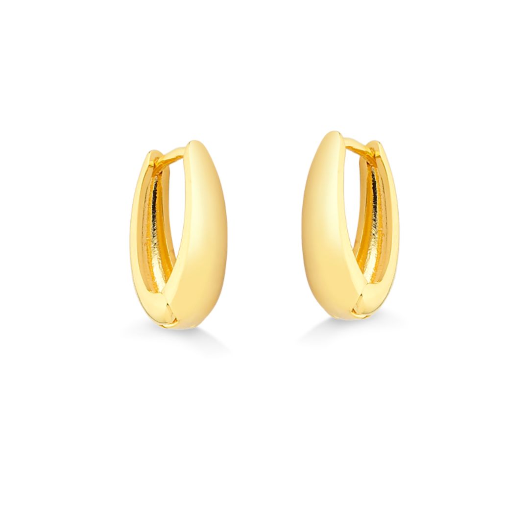 BRINCO DE ARGOLA OVAL FOLHEADA A OURO 18K
