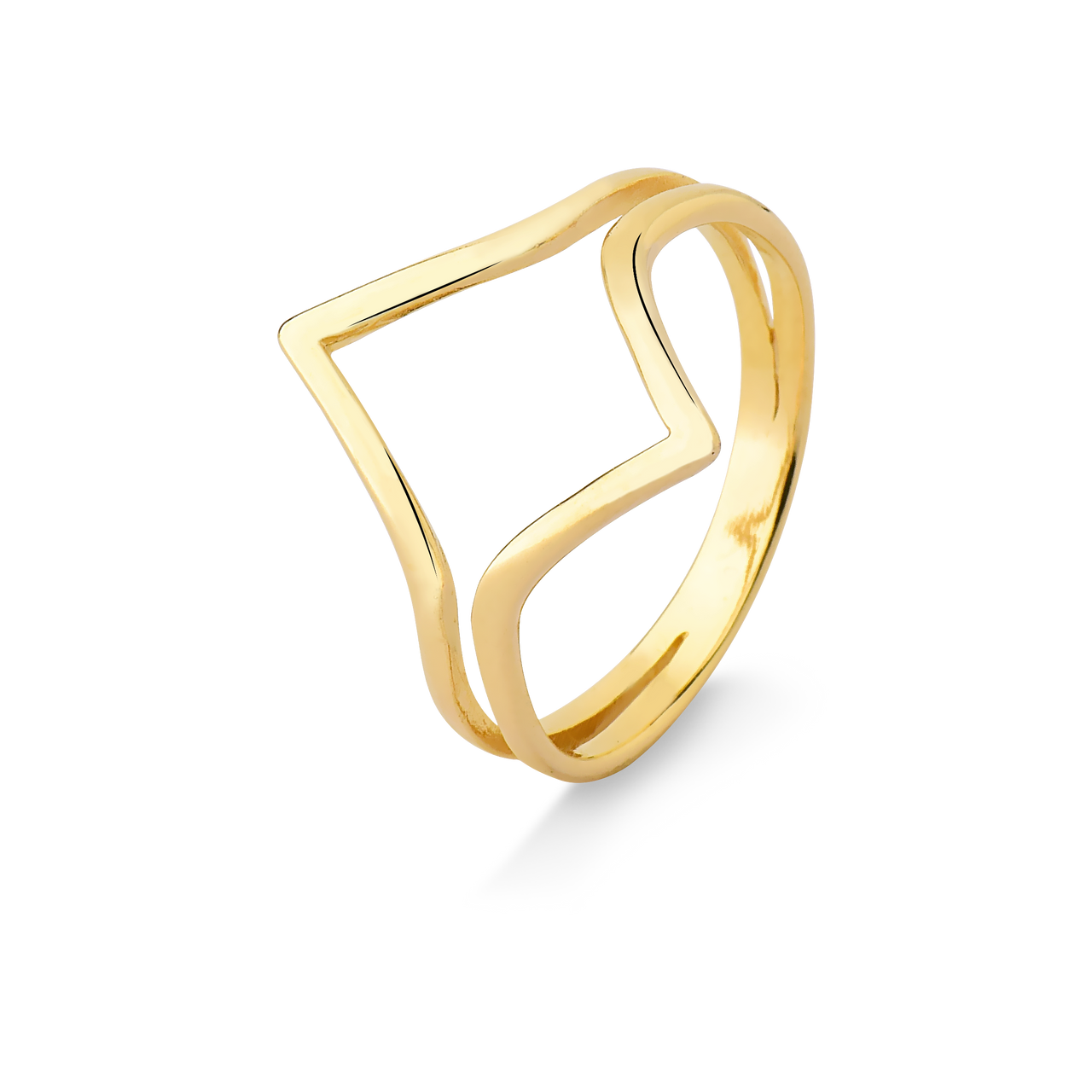 ANEL TRIÂNGULO FOLHEADO A OURO 18K