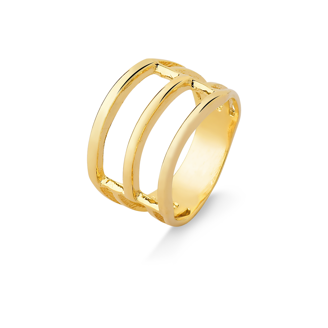 ANEL TRÊS LINHAS FOLHEADO A OURO 18K