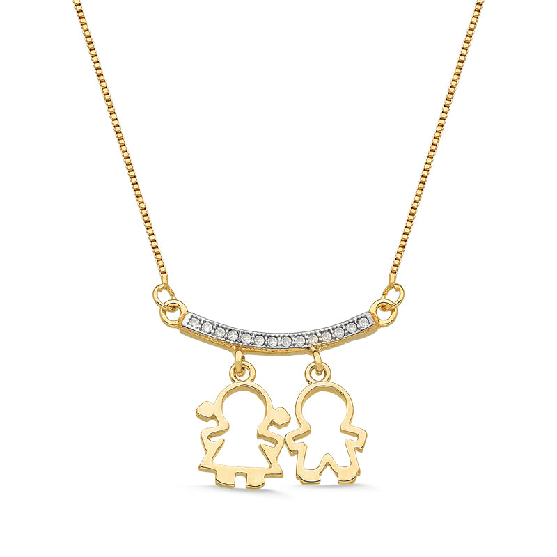 COLAR CANGA CASAL CRAVEJADO DE ZIRCÔNIAS FOLHEADO A OURO 18K