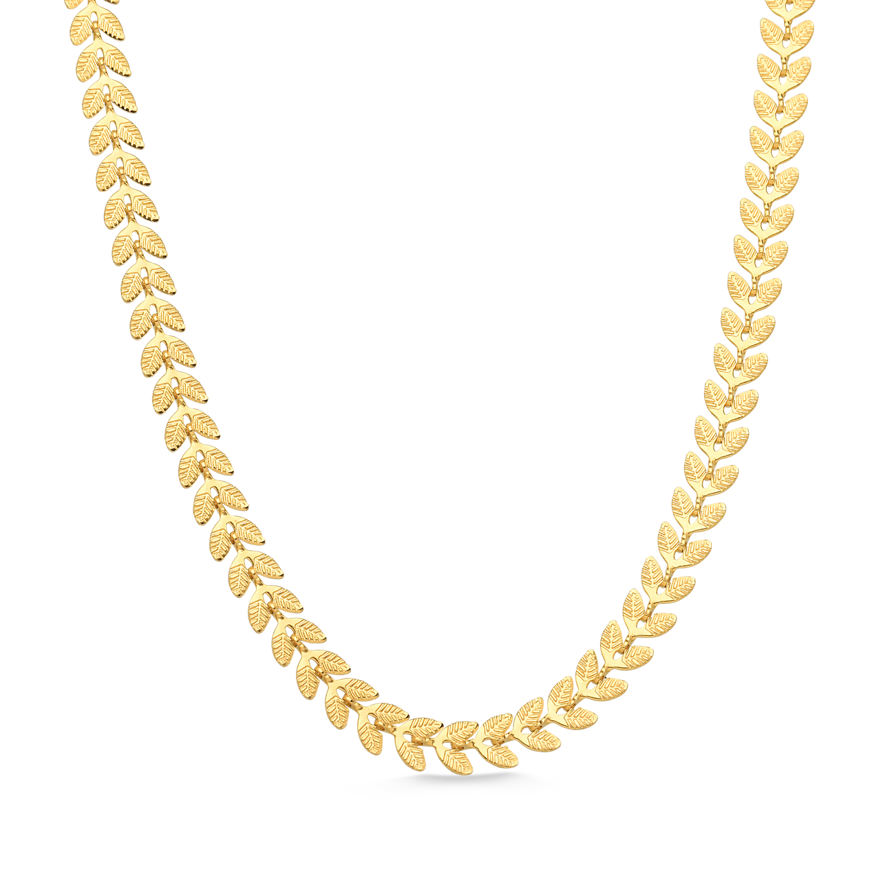 COLAR CHOKER FOLHAS DE OLIVEIRA FOLHEADO A OURO 18K