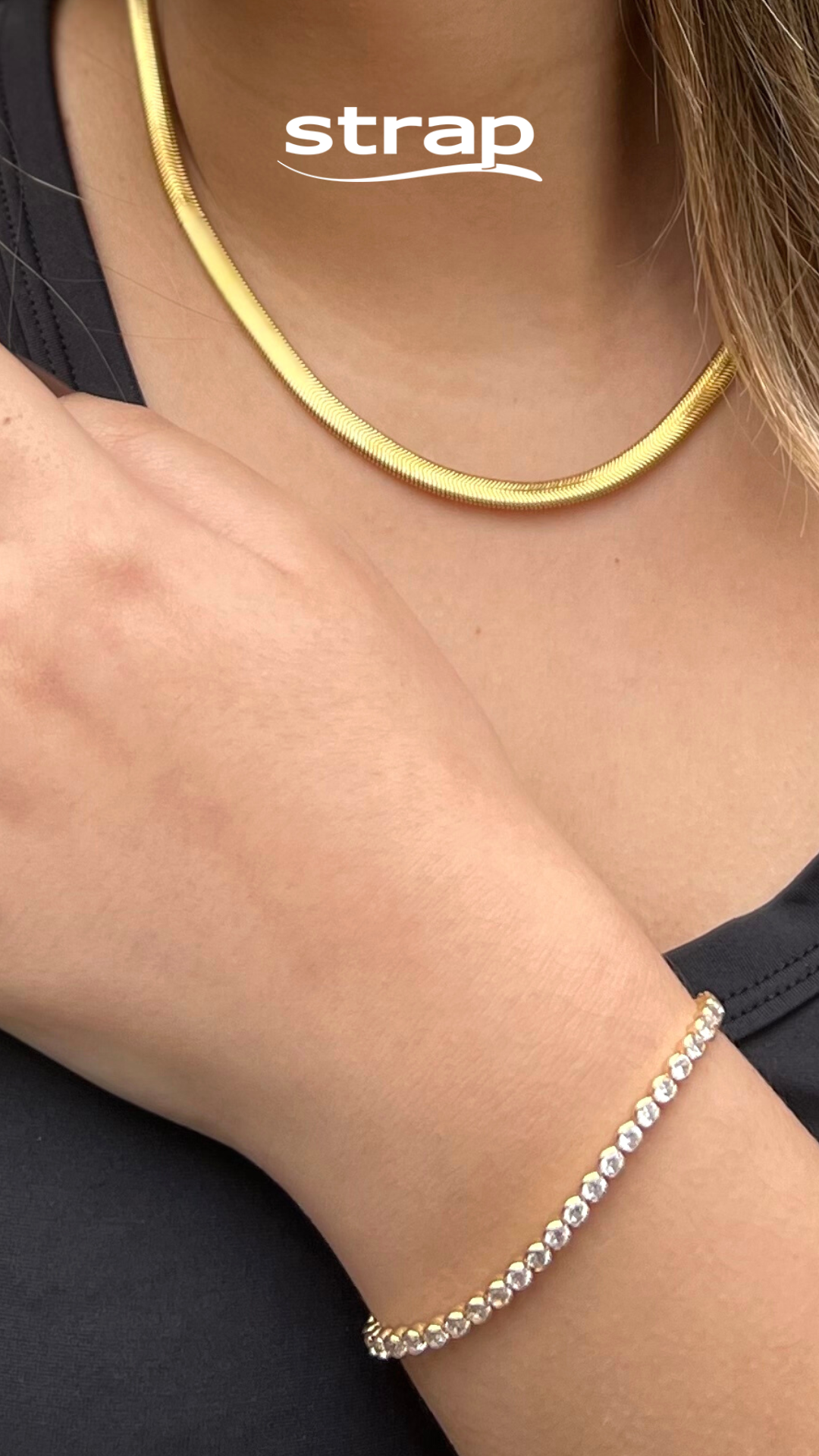 PULSEIRA AJUSTAVEL DE ZIRCONIAS FOLHEADO A OURO 18K