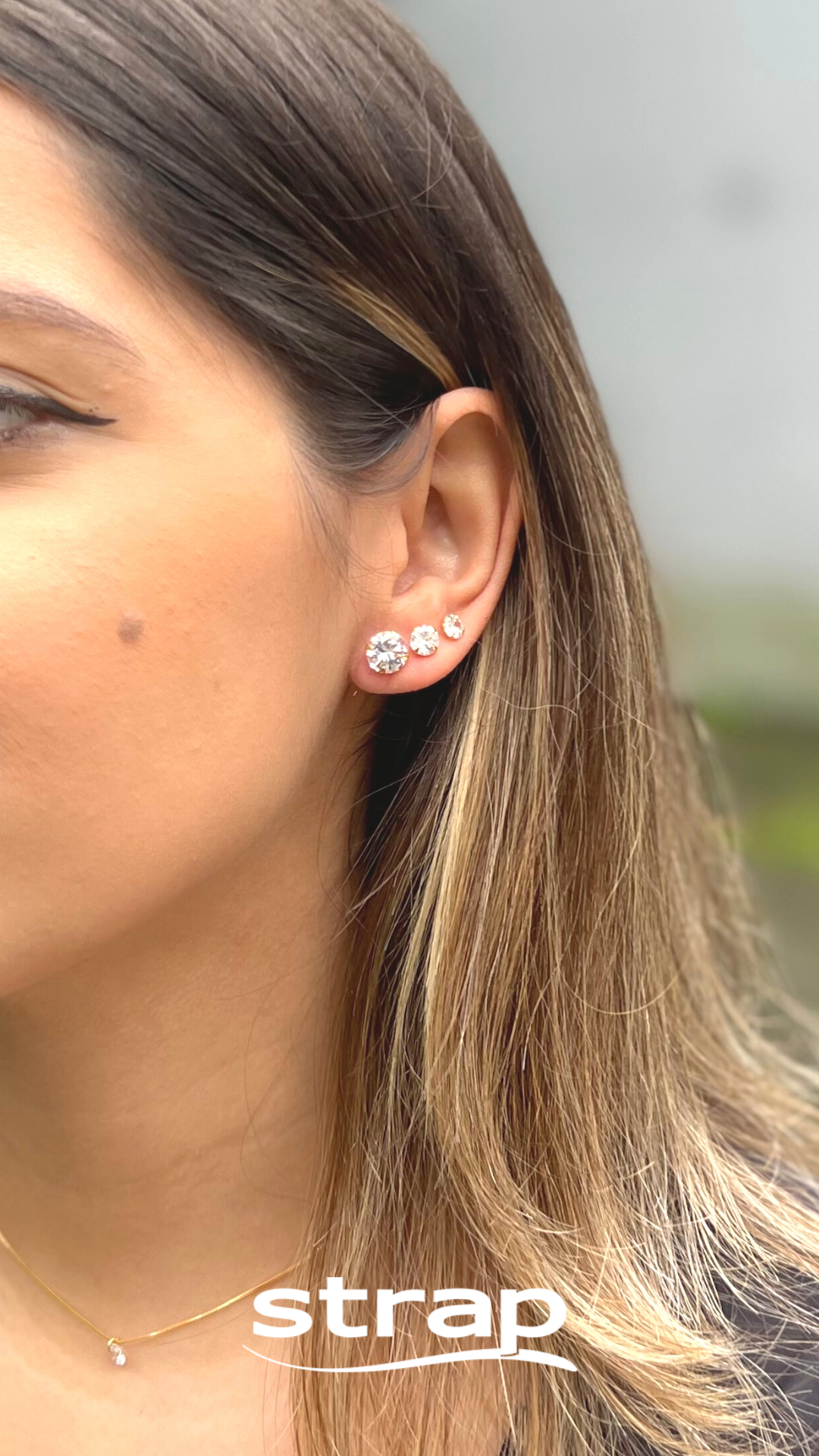 BRINCO MINI TRIO DE ZIRCÔNIA FOLHEADO A OURO 18K