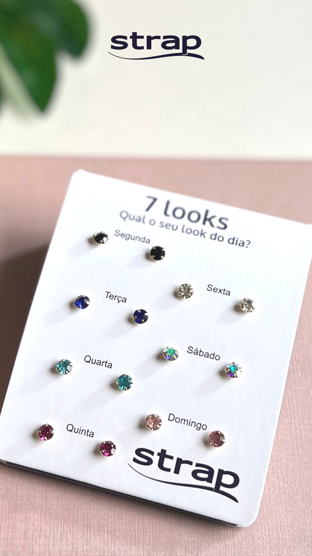 SEMANINHA COM SETE BRINCOS VARIADOS FOLHEADO A OURO 18K