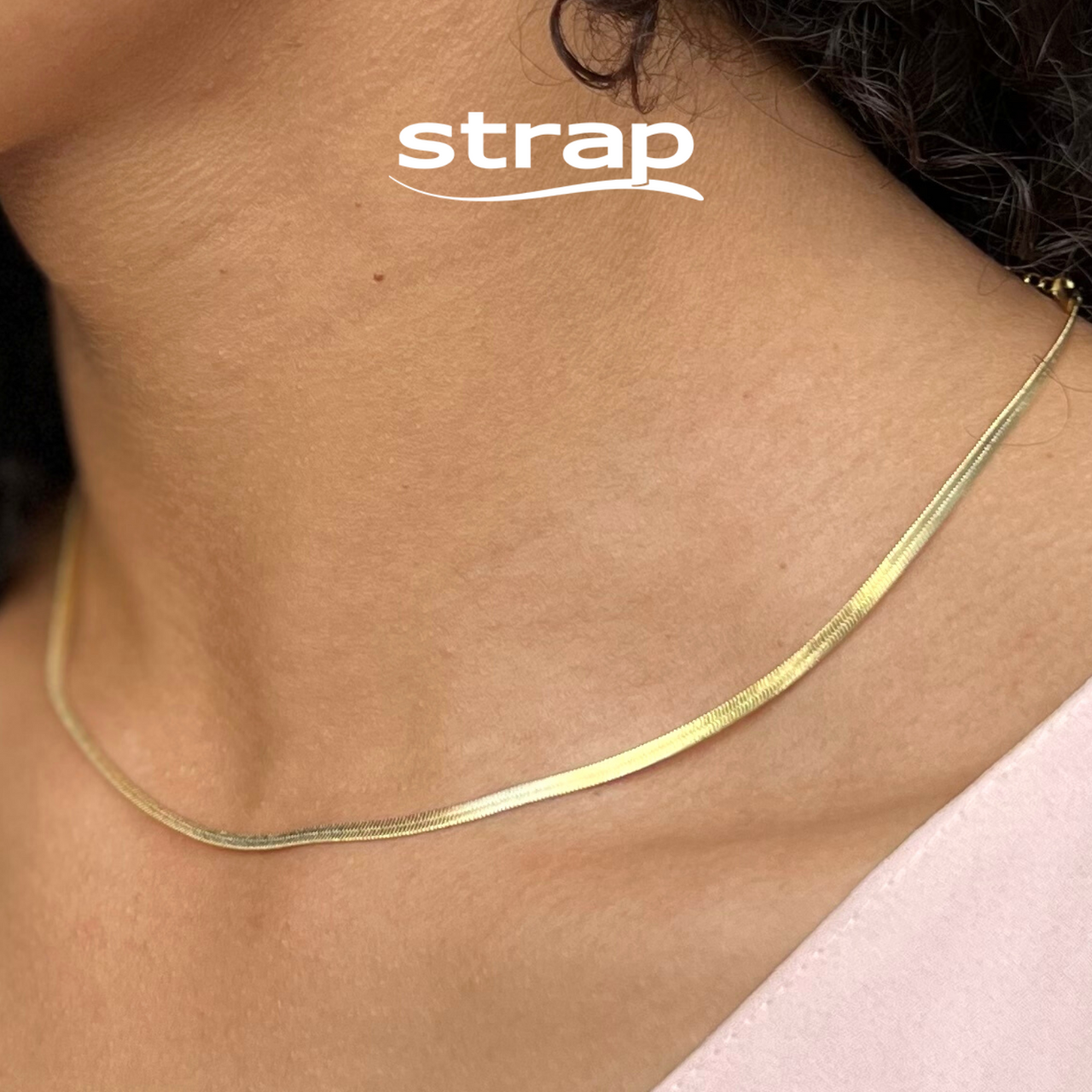 COLAR CHOKER FITA 2MM FOLHEADO A OURO 18K