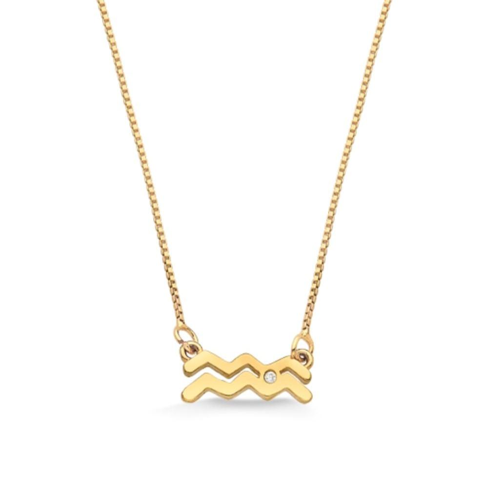 COLAR SIGNO DE AQUÁRIO FOLHEADO A OURO 18K