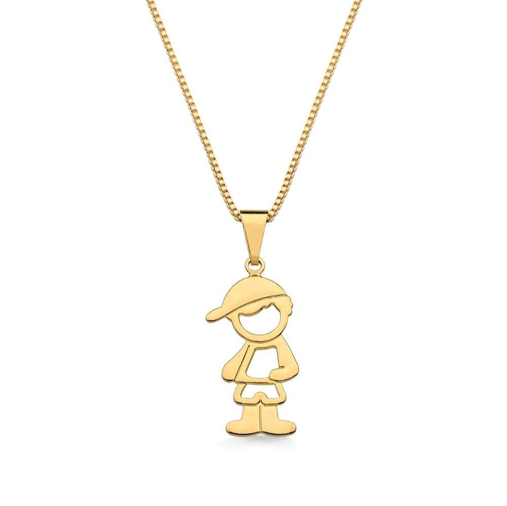 COLAR COM PINGENTE DE MENINO MÉDIO FOLHEADO A OURO 18K
