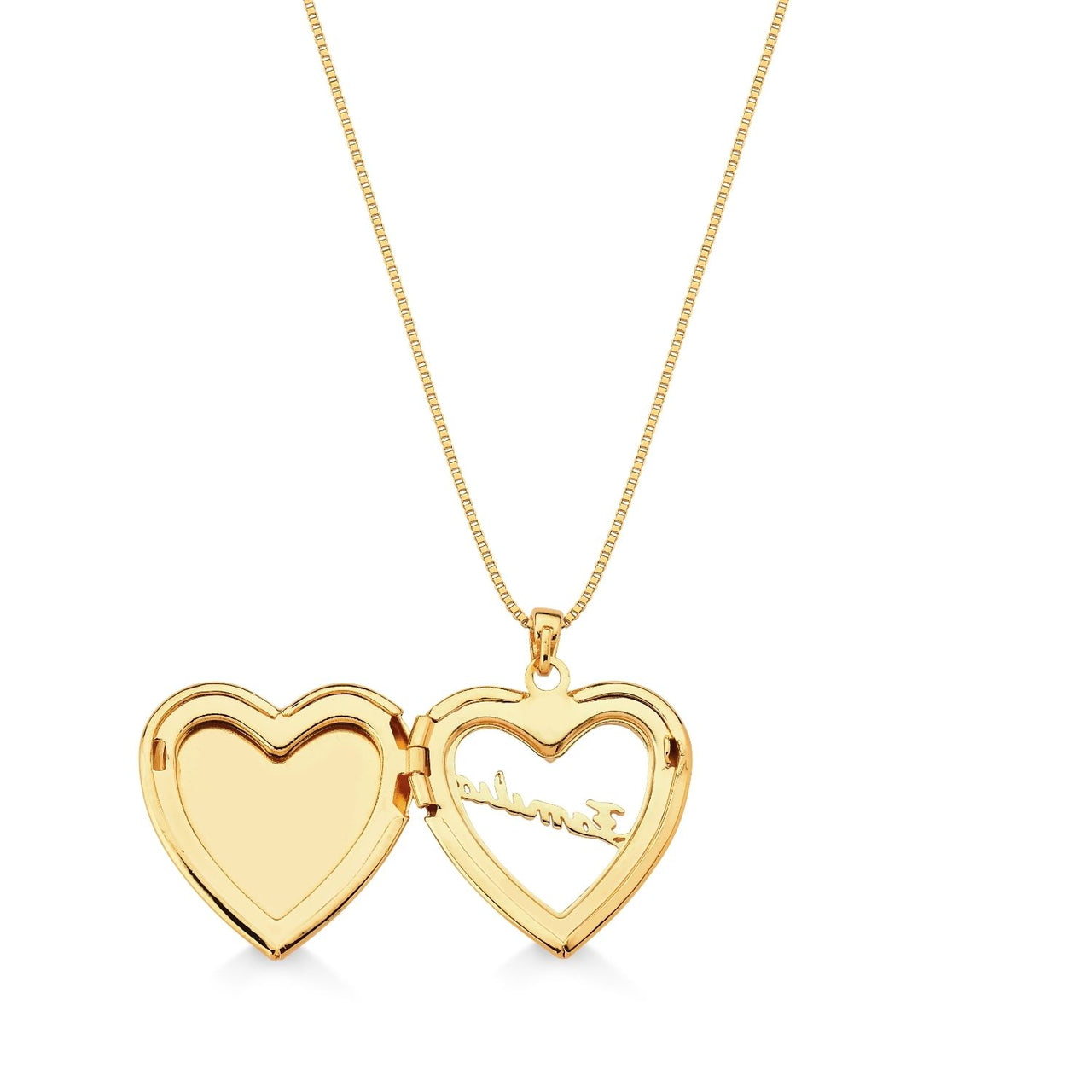 COLAR RELICARIO FAMILIA FOLHEADO A OURO 18K