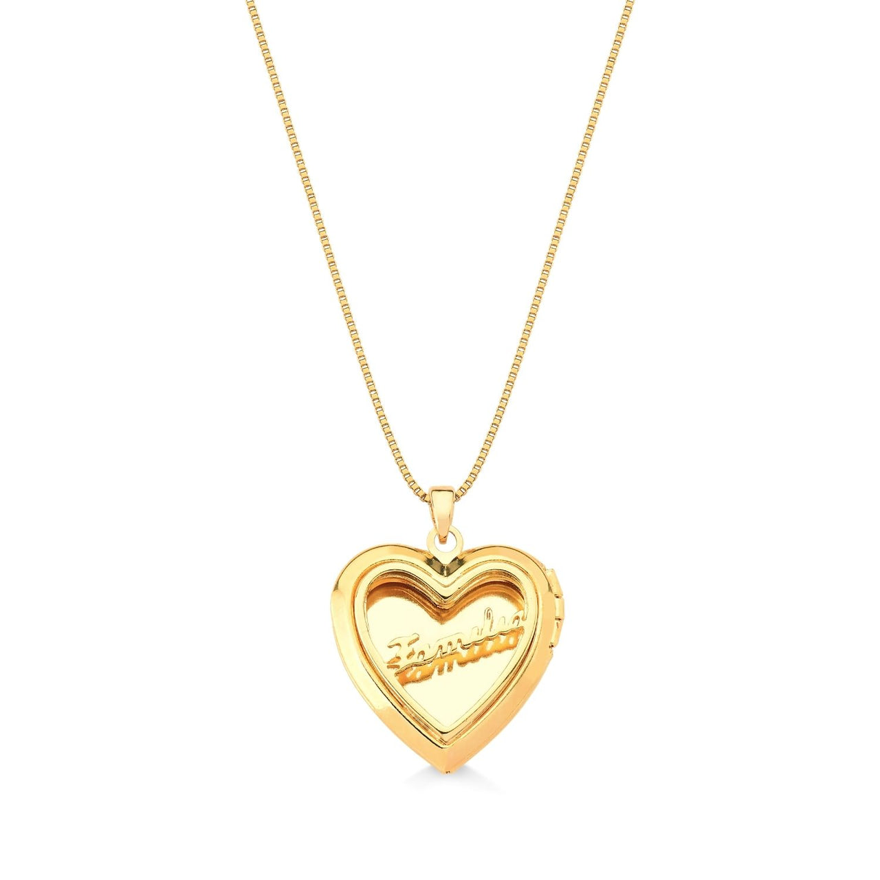 COLAR RELICARIO FAMILIA FOLHEADO A OURO 18K