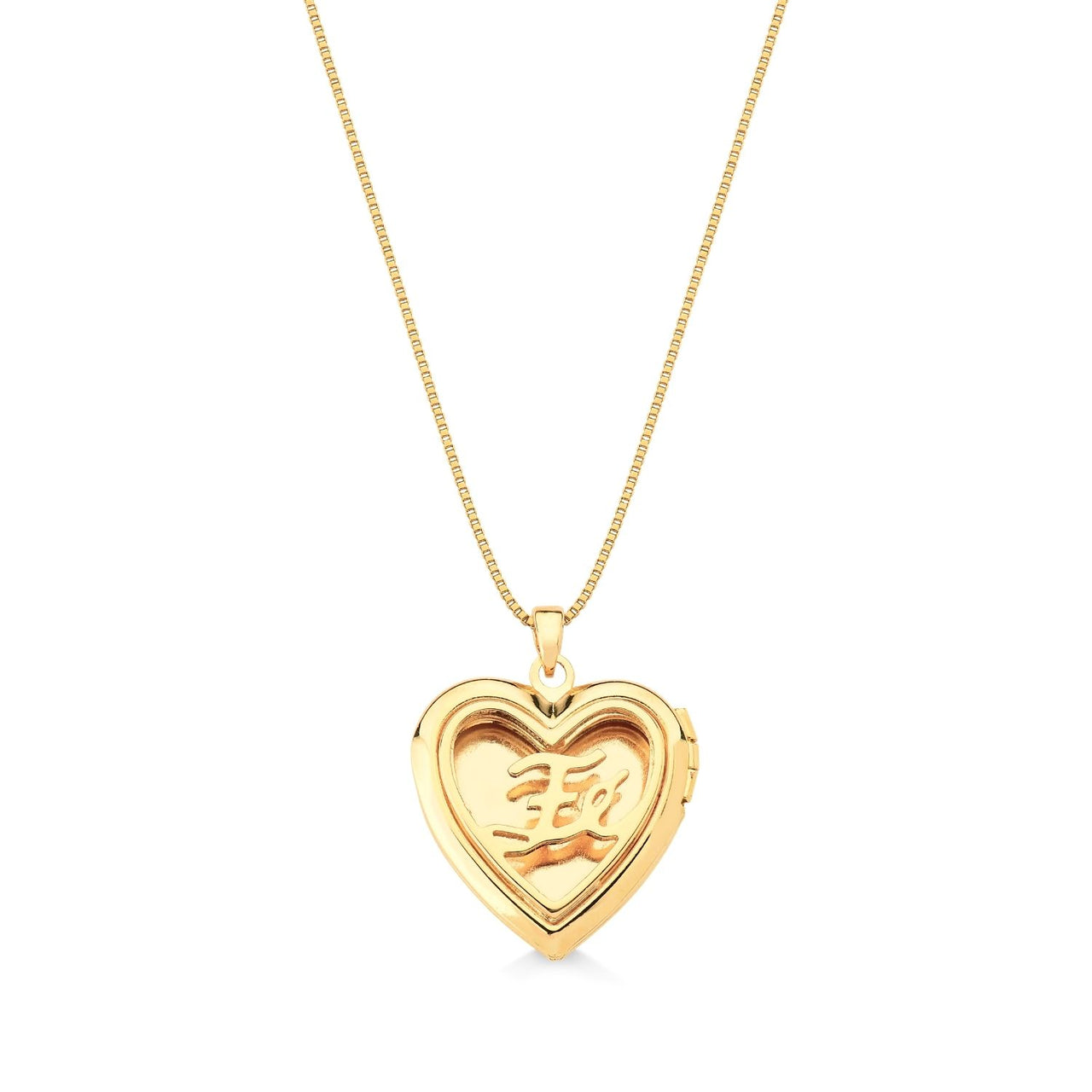 COLAR RELICARIO FÉ FOLHEADO A OURO 18K