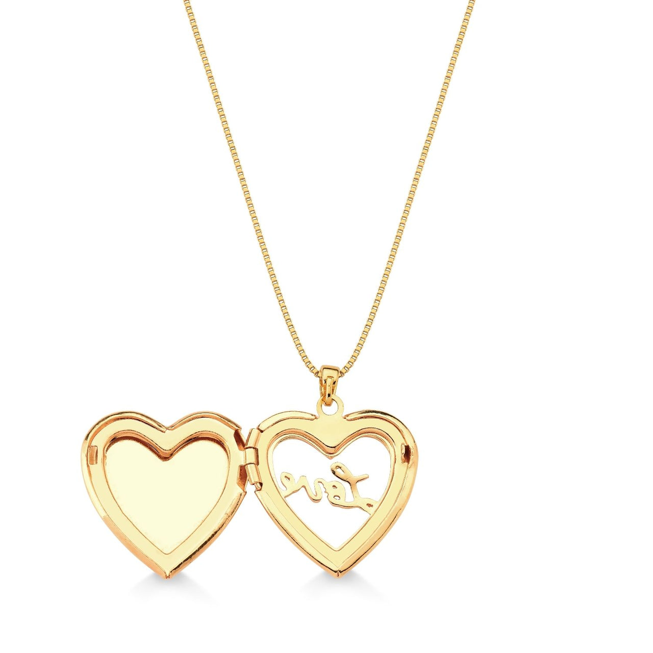 COLAR RELICARIO LOVE FOLHEADO A OURO 18K