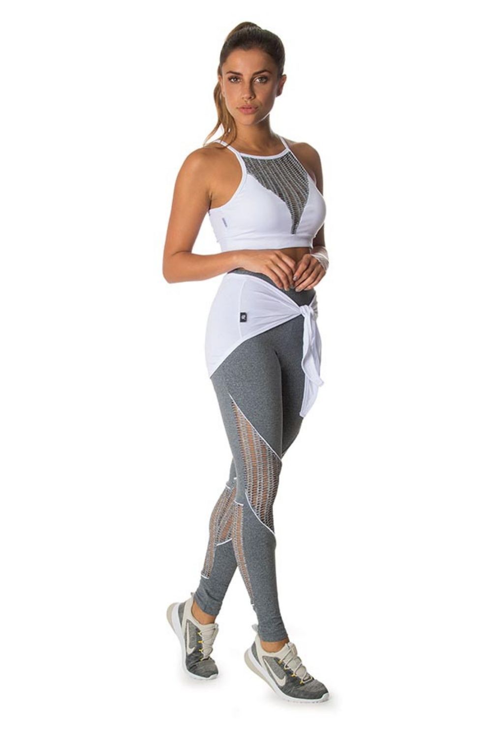 LEGGING COM TELA MESCLA E VIÉS VIVO BRANCO