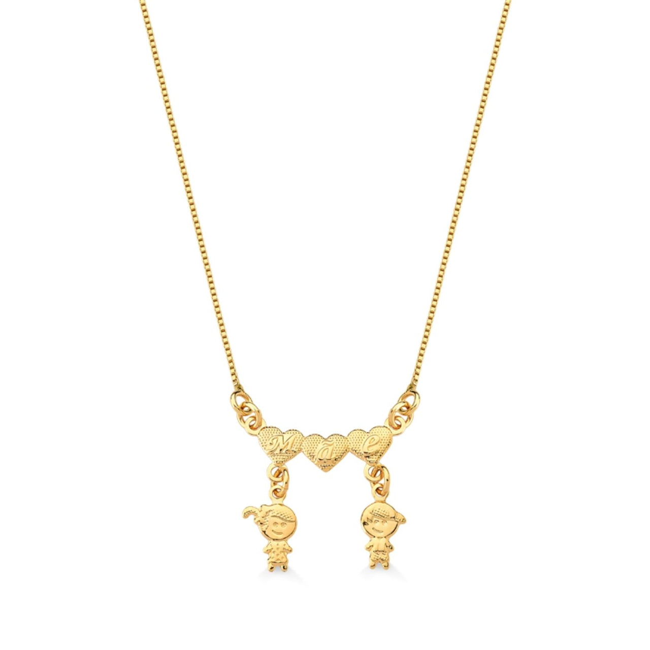 COLAR CASAL FILHOS FOLHEADO A OURO 18K