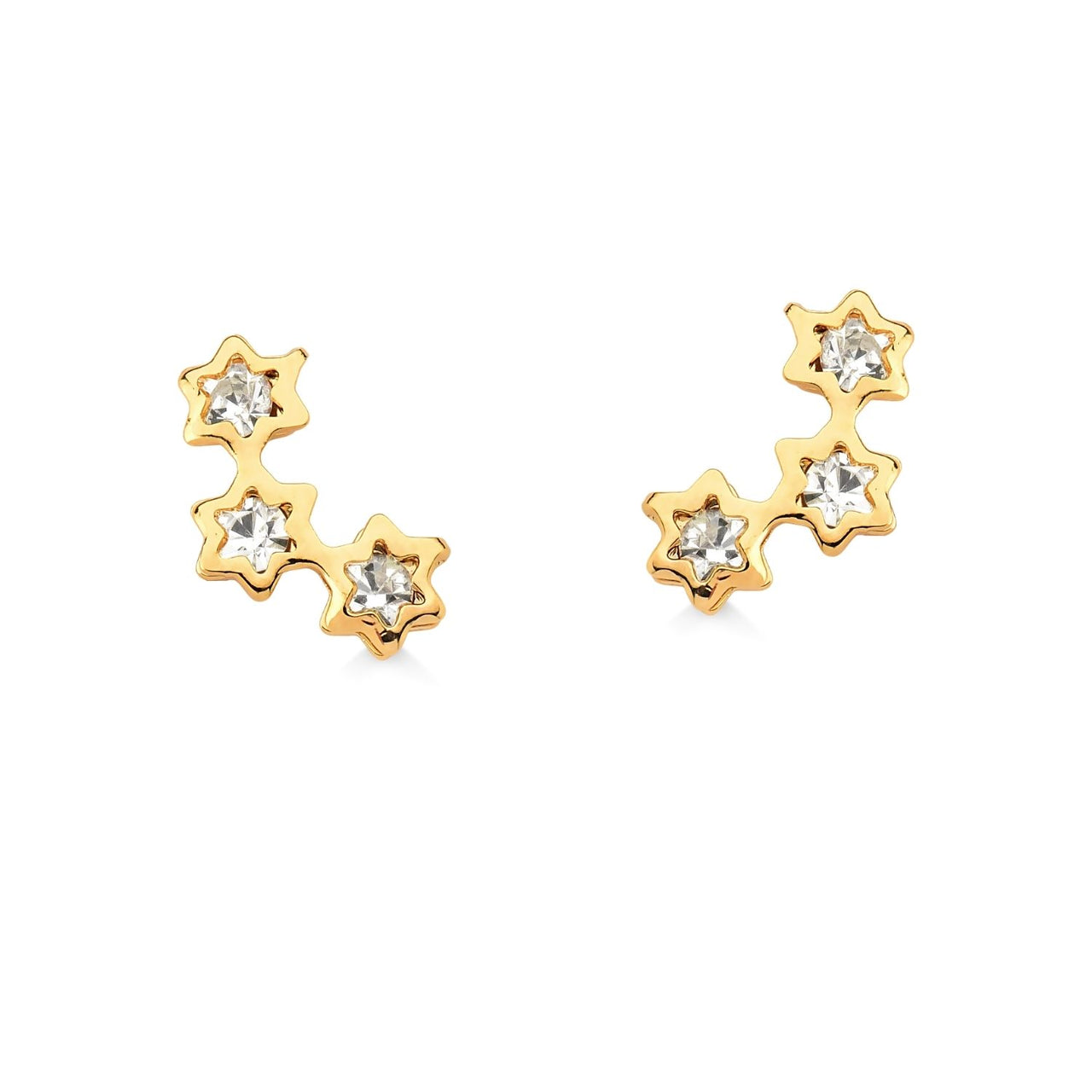 BRINCO MINI TRES ESTRELAS FOLHEADO A OURO 18K