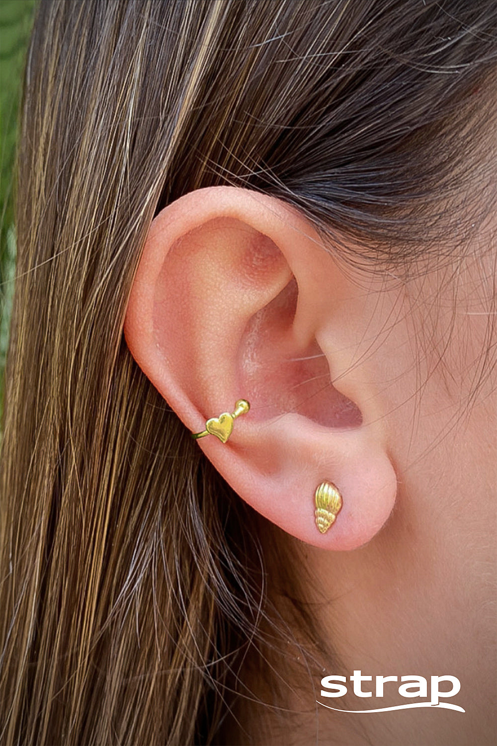 BRINCO PIERCING DE PRESSÃO COM CORAÇÃO FOLHEADO A OURO 18K