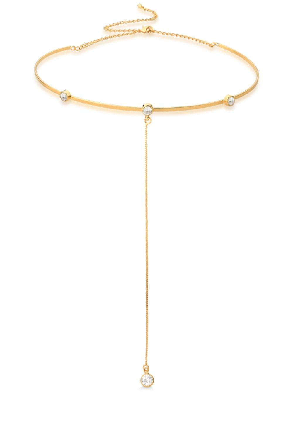 COLAR CHOKER DE ARO RÍGIDO COM ZIRCÔNIAS FOLHEADO A OURO 18K