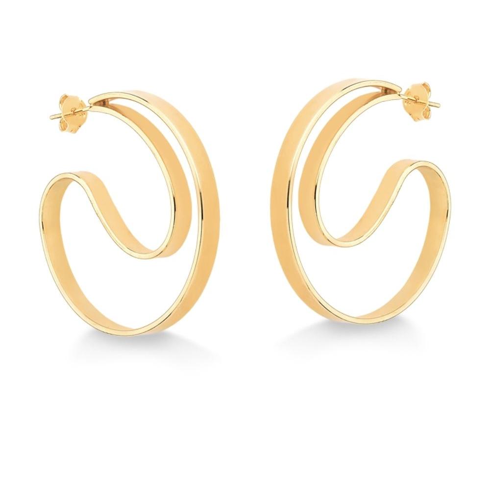 BRINCO DE ARGOLA EM CURVAS FOLHEADO A OURO 18K