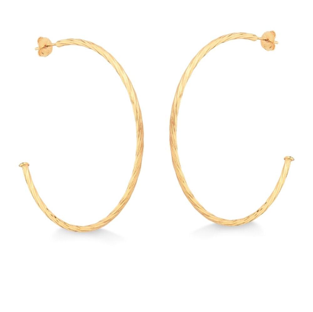 BRINCO DE ARGOLA TUBO TORCIDO COM 5,5 DE DIÂMETRO FOLHEADO A OURO 18K