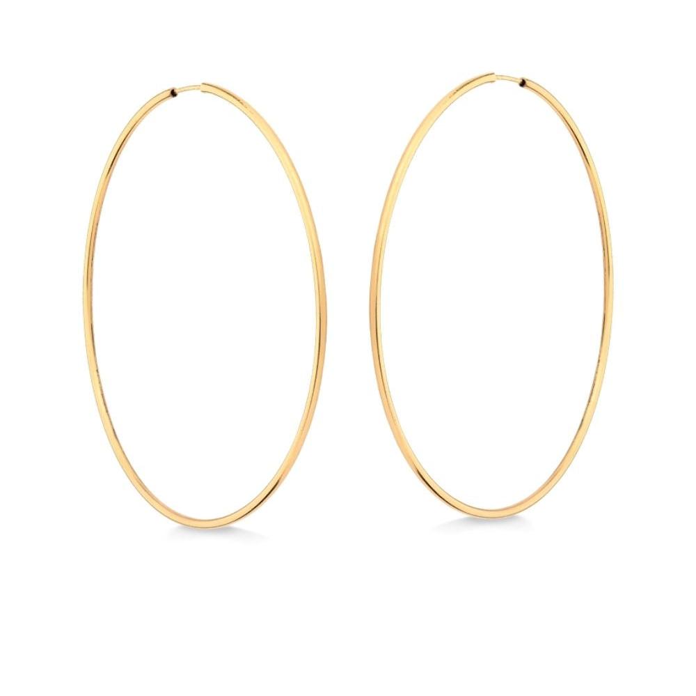 BRINCO DE ARGOLA LISA FECHADA COM 6 CM DE DIÂMETRO FOLHEADO A OURO 18K