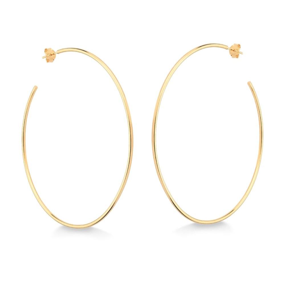 BRINCO DE ARGOLA TRADICIONAL LISA COM 6,5 CM DE DIÂMETRO FOLHEADO A OURO 18K