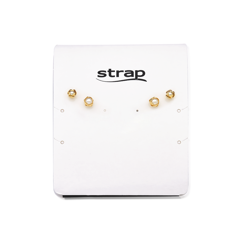 MINI BRINCO DUPLA DE ROSAS COM PEROLAS FOLHEADO A OURO 18K