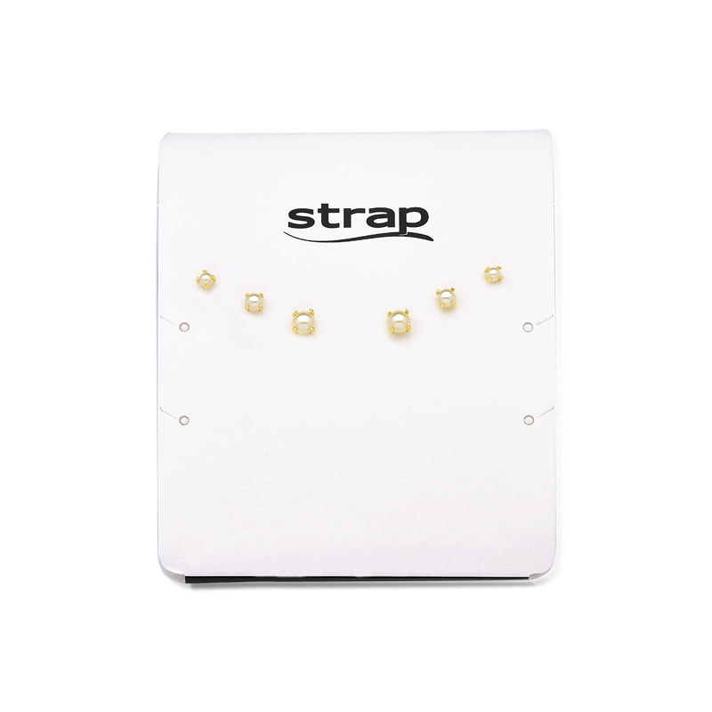 MINI BRINCO TRIO DE PEROLAS FOLHEADO A OURO 18K
